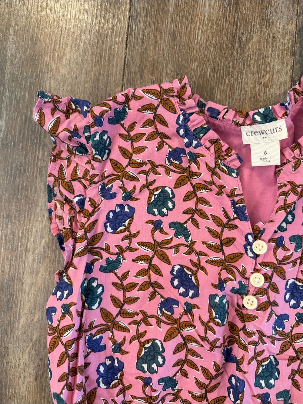 Crewcuts Pink Floral Ruffle Sleeve Tiered Dress - Picture 6 of 14